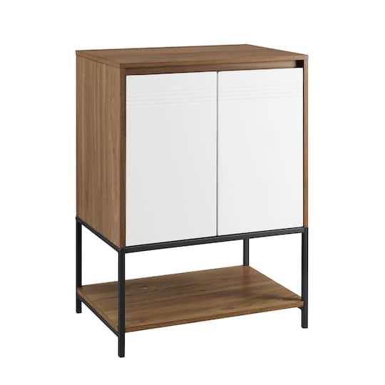 Walker Edison English Oak/White 2 Door Accent Cabinet